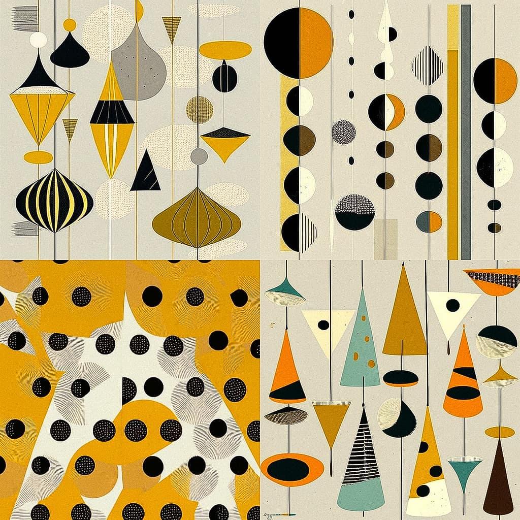 Lucienne Day style, Midjourney V4, render 1 of 4