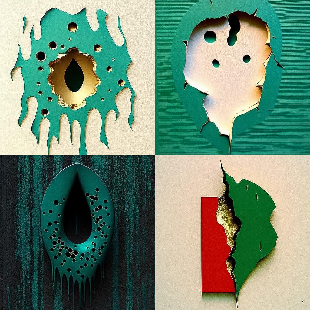 Lucio Fontana style, Midjourney V4, render 1 of 4