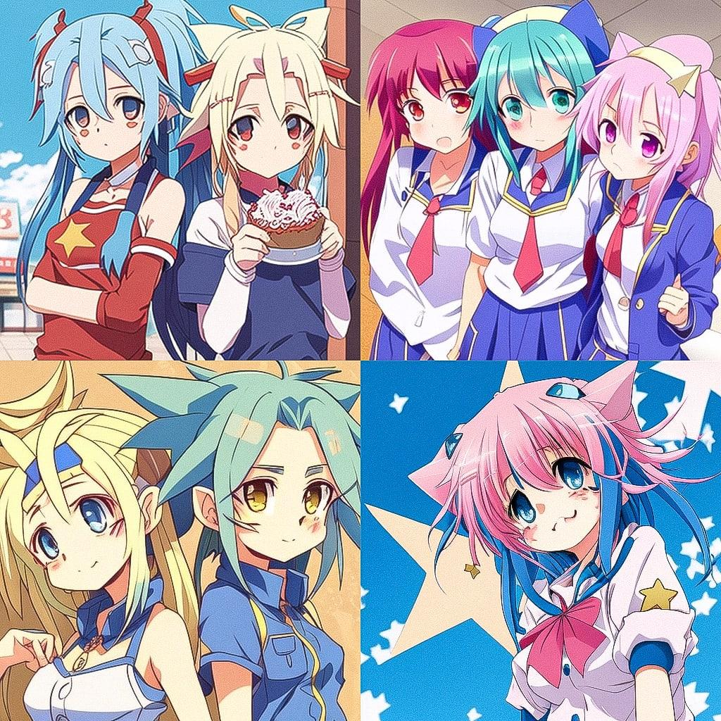 Lucky Star style, Midjourney V4, render 1 of 4