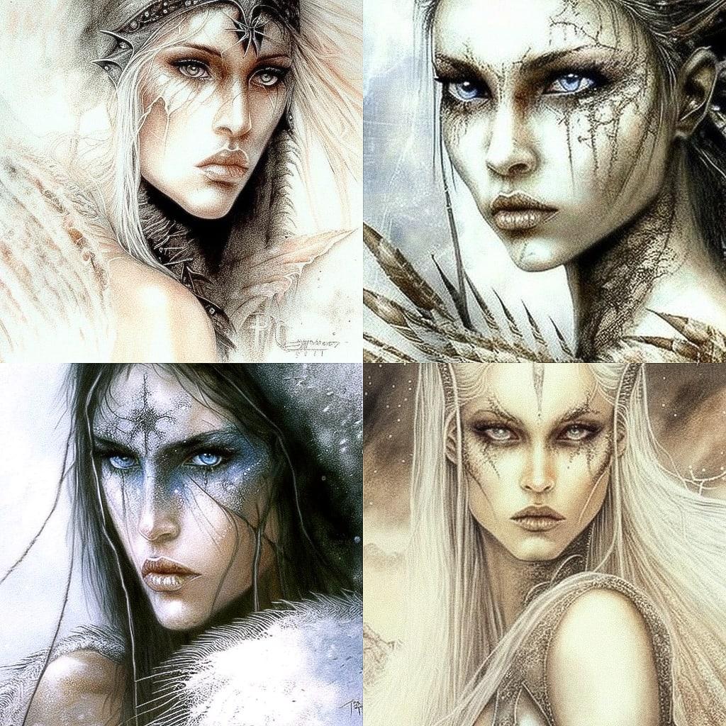 Luis Royo style, Midjourney V4, render 1 of 4