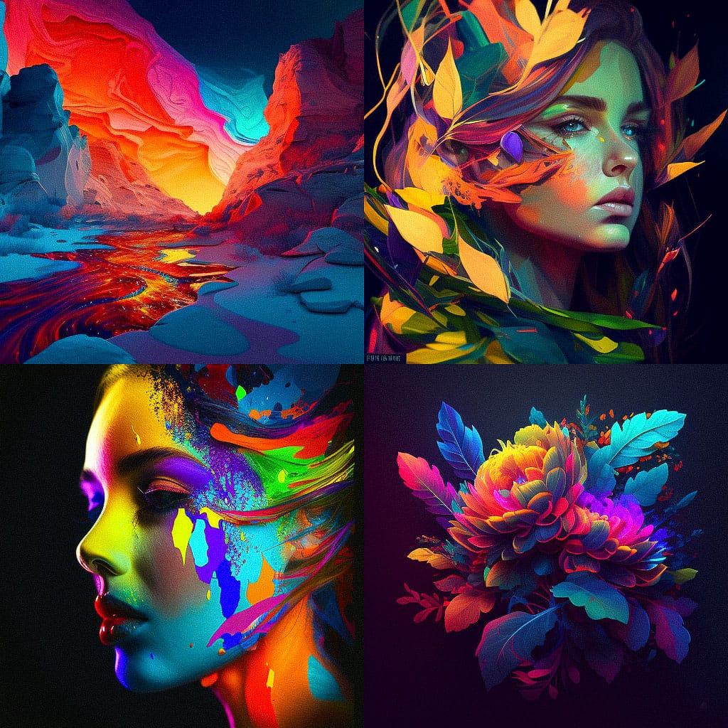 Luminous colors style, Midjourney V4, render 1 of 4