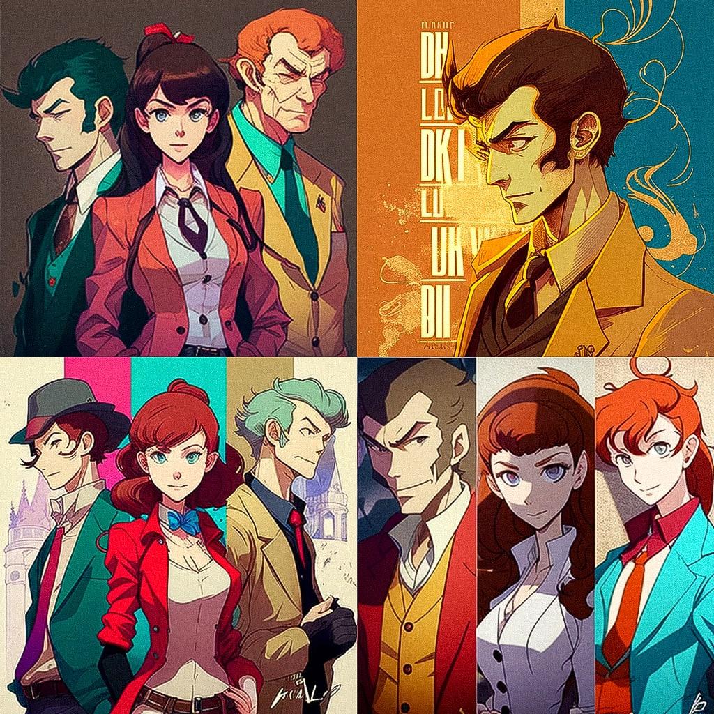 Lupin the Third style, Midjourney V4, render 1 of 4