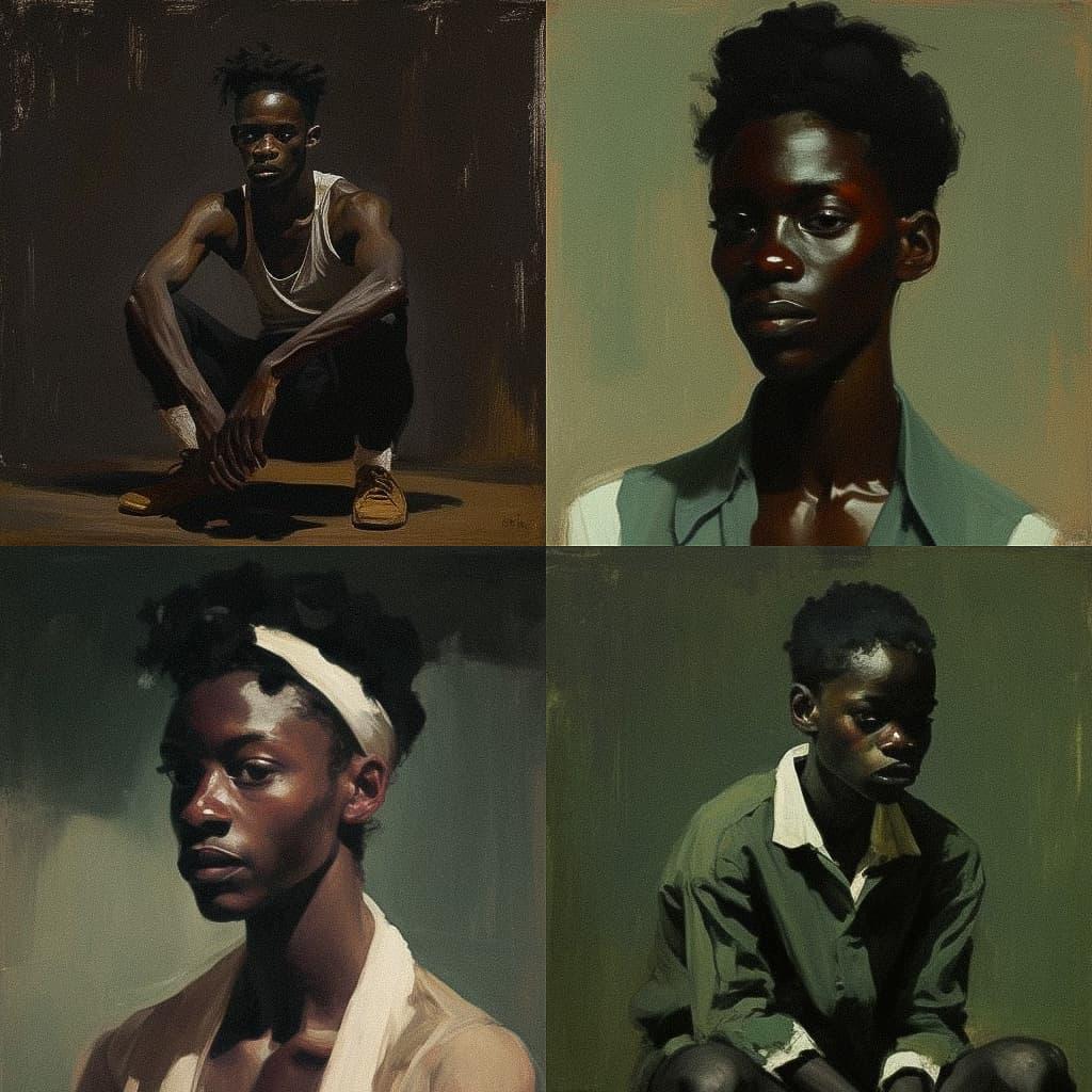 Lynette Yiadom-Boakye style, Midjourney V4, render 1 of 4