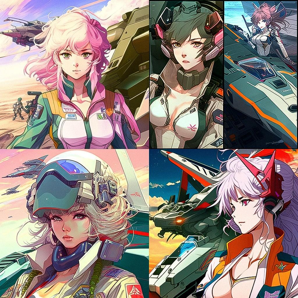 Macross style, Midjourney V4, render 1 of 4