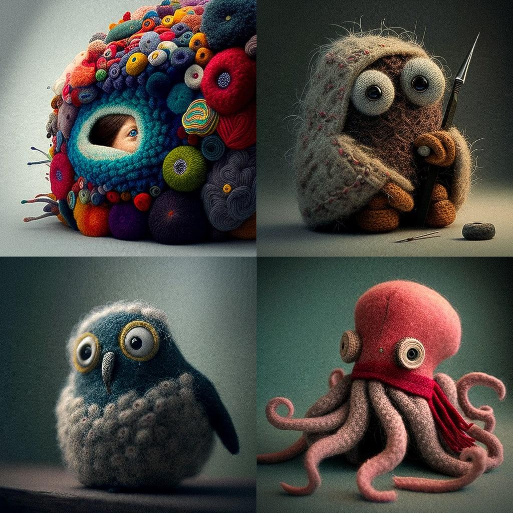 Made of felt style, Midjourney V4, render 1 of 4