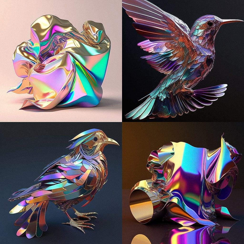 Made of iridescent foil style, Midjourney V4, render 1 of 4
