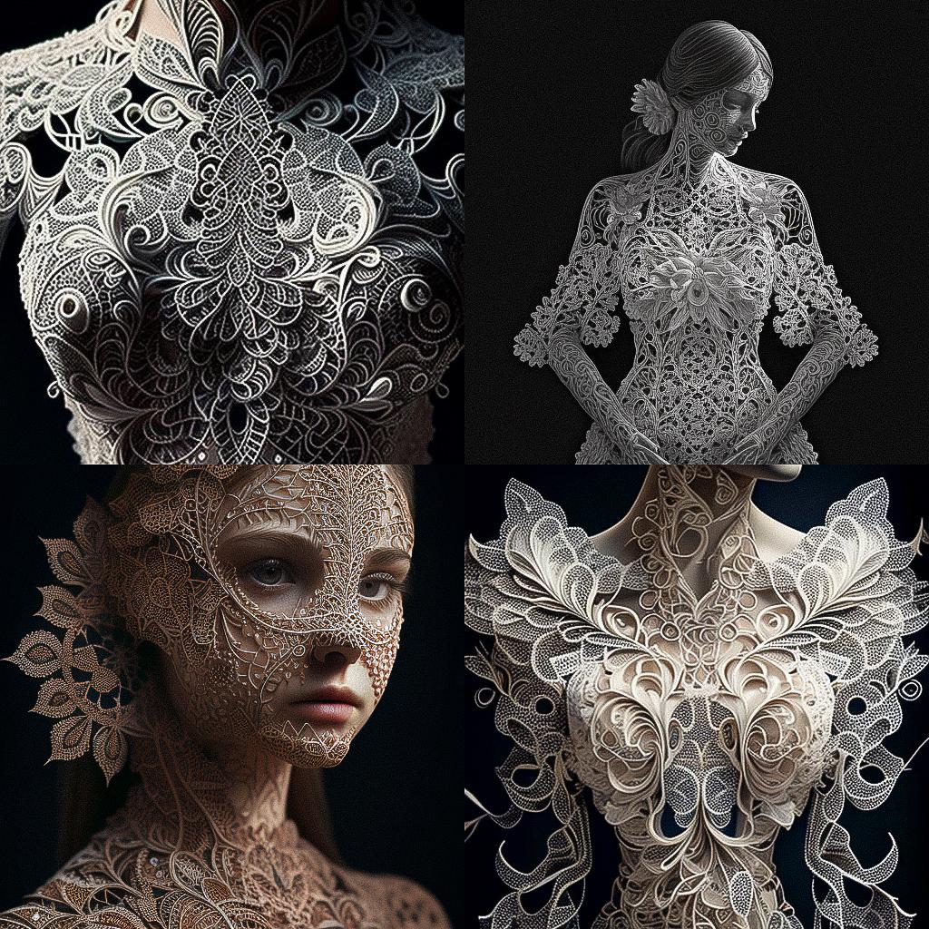 Made of lace style, Midjourney V4, render 1 of 4