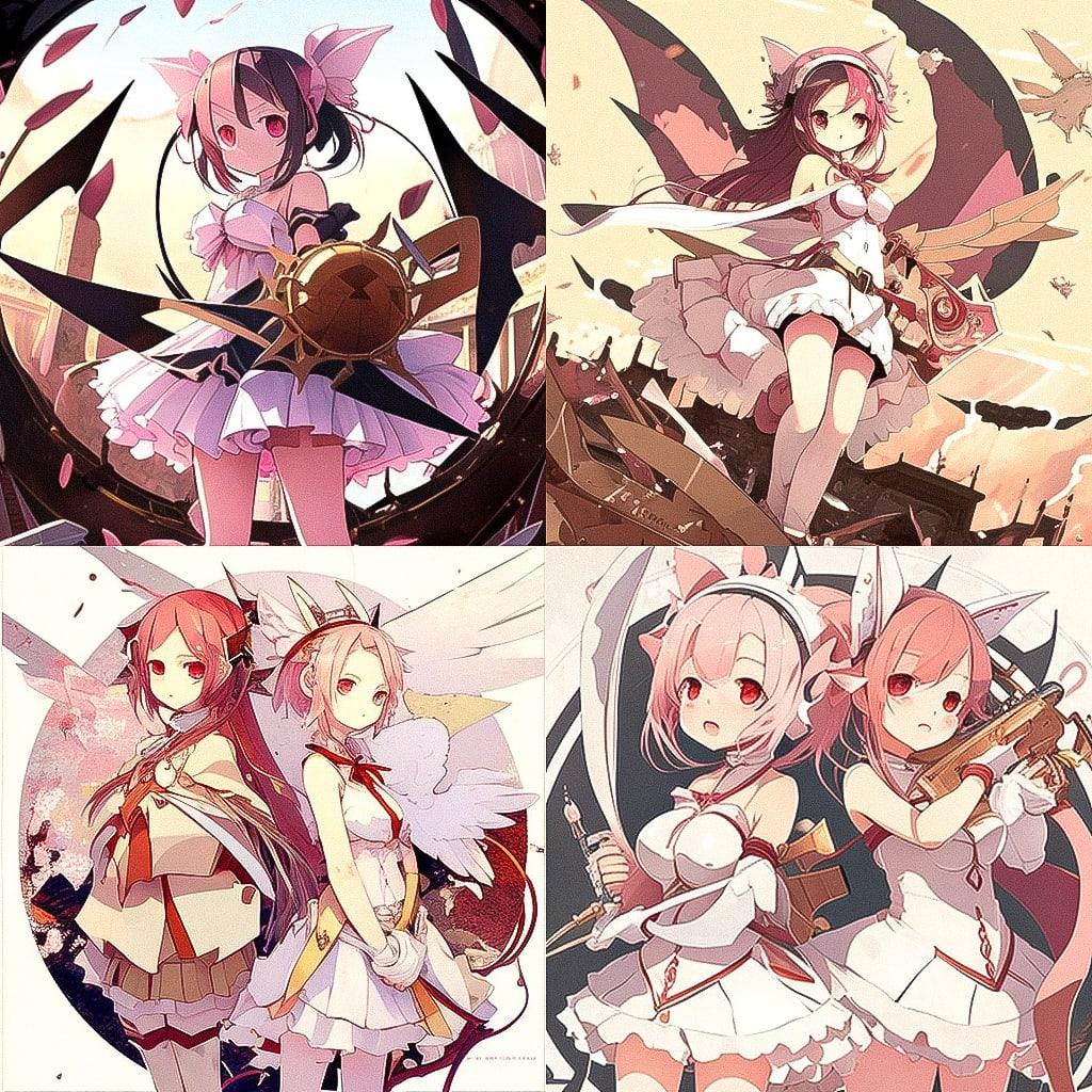 Madoka Magica style, Midjourney V4, render 1 of 4