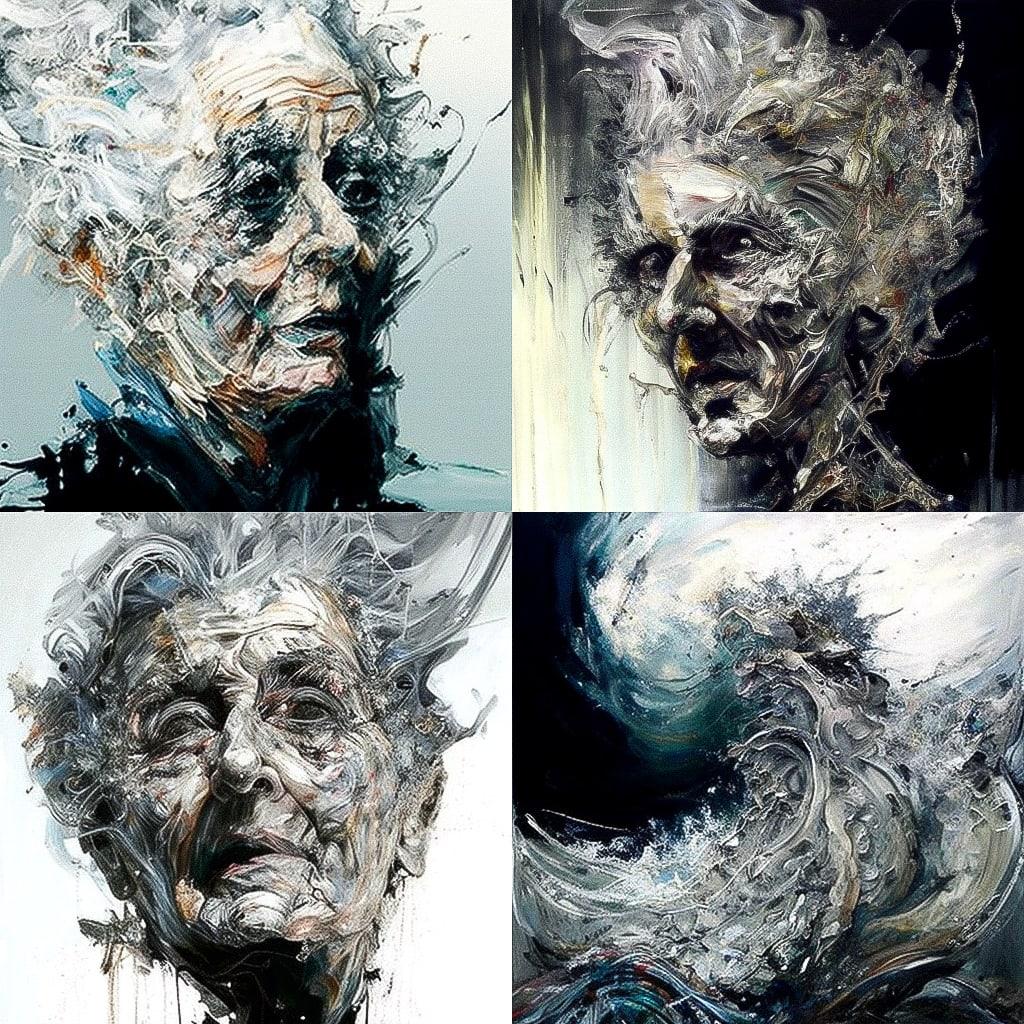 Maggi Hambling style, Midjourney V4, render 1 of 4