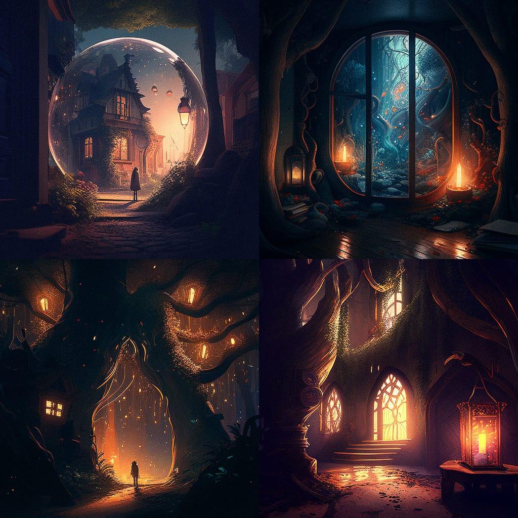 Magical atmosphere style, Midjourney V4, render 1 of 4
