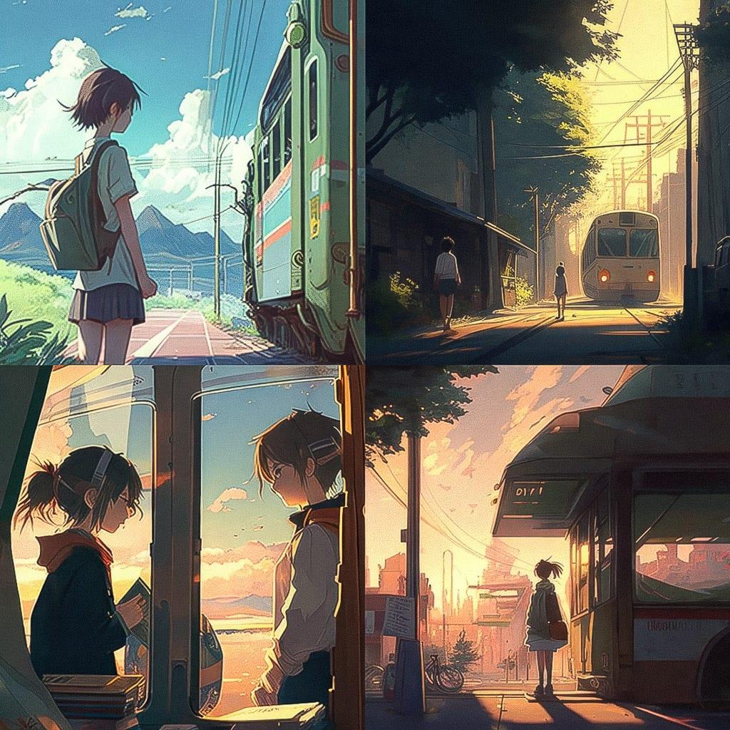 Makoto Shinkai style, Midjourney V4, render 1 of 4