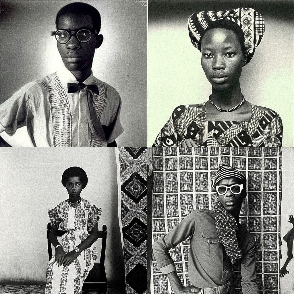Malick Sidibe style, Midjourney V4, render 1 of 4