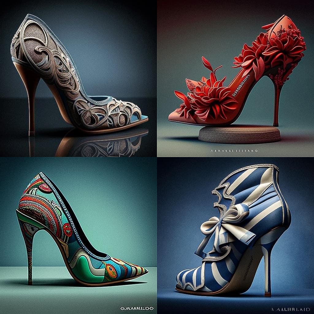 Manolo Blahnik style, Midjourney V4, render 1 of 4