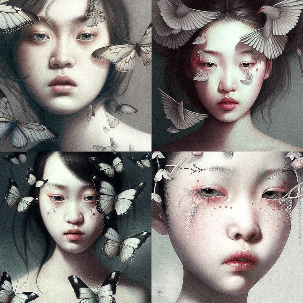 Mao Hamaguchi style, Midjourney V4, render 1 of 4