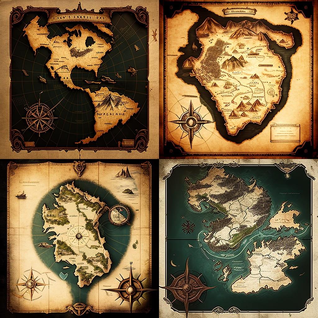 Map style, Midjourney V4, render 1 of 4