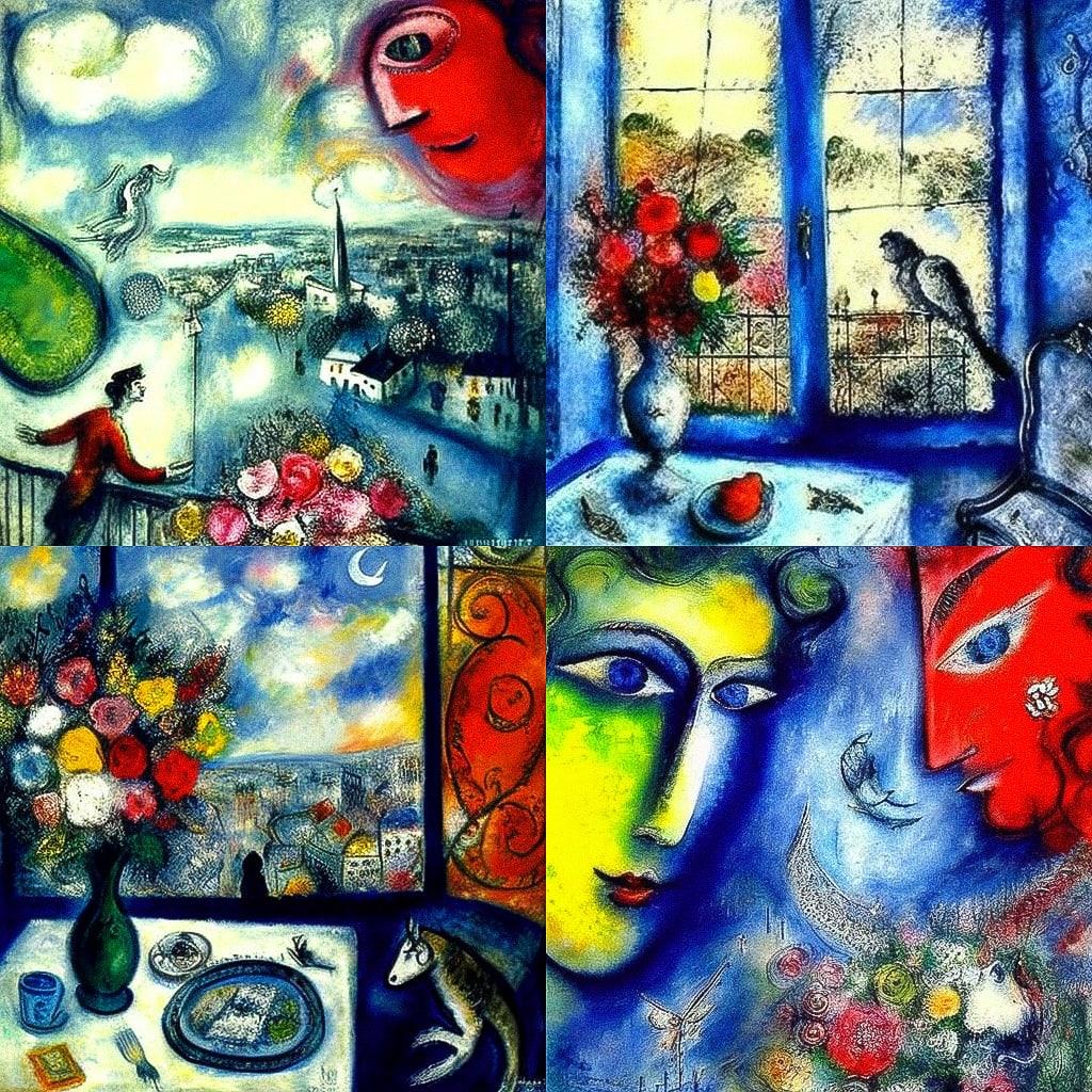 Marc Chagall style, Midjourney V4, render 1 of 4