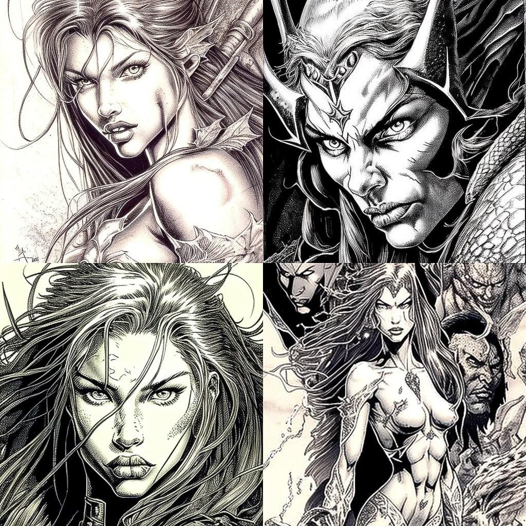 Marc Silvestri style, Midjourney V4, render 1 of 4
