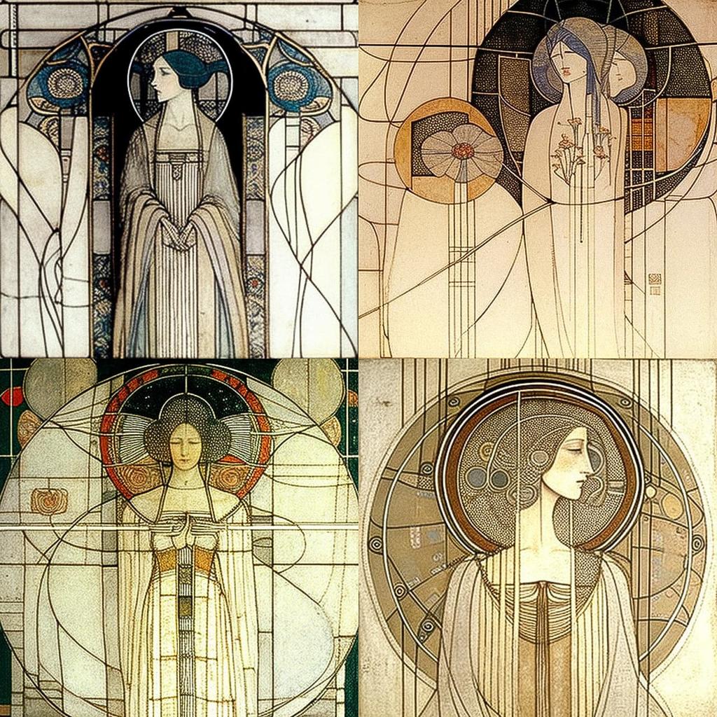 Margaret Macdonald Mackintosh style, Midjourney V4, render 1 of 4