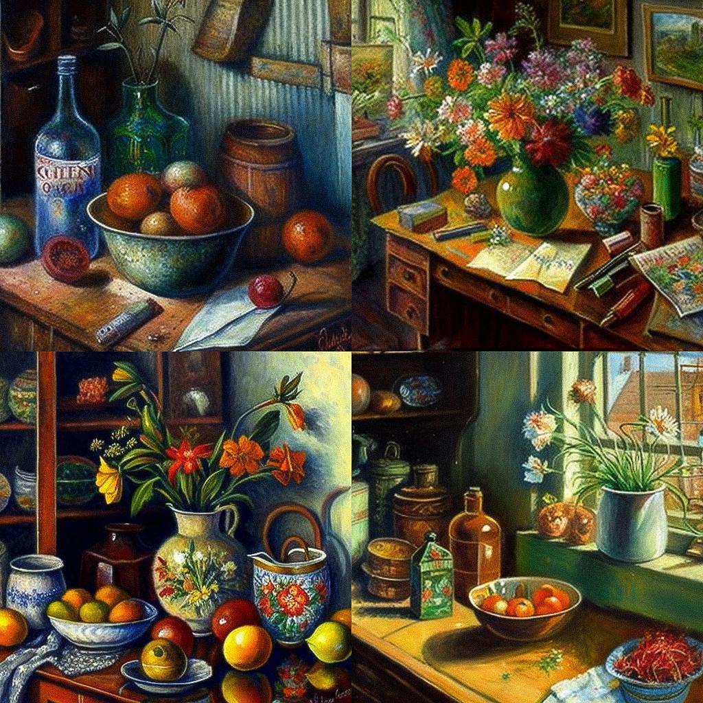 Margaret Olley style, Midjourney V4, render 1 of 4