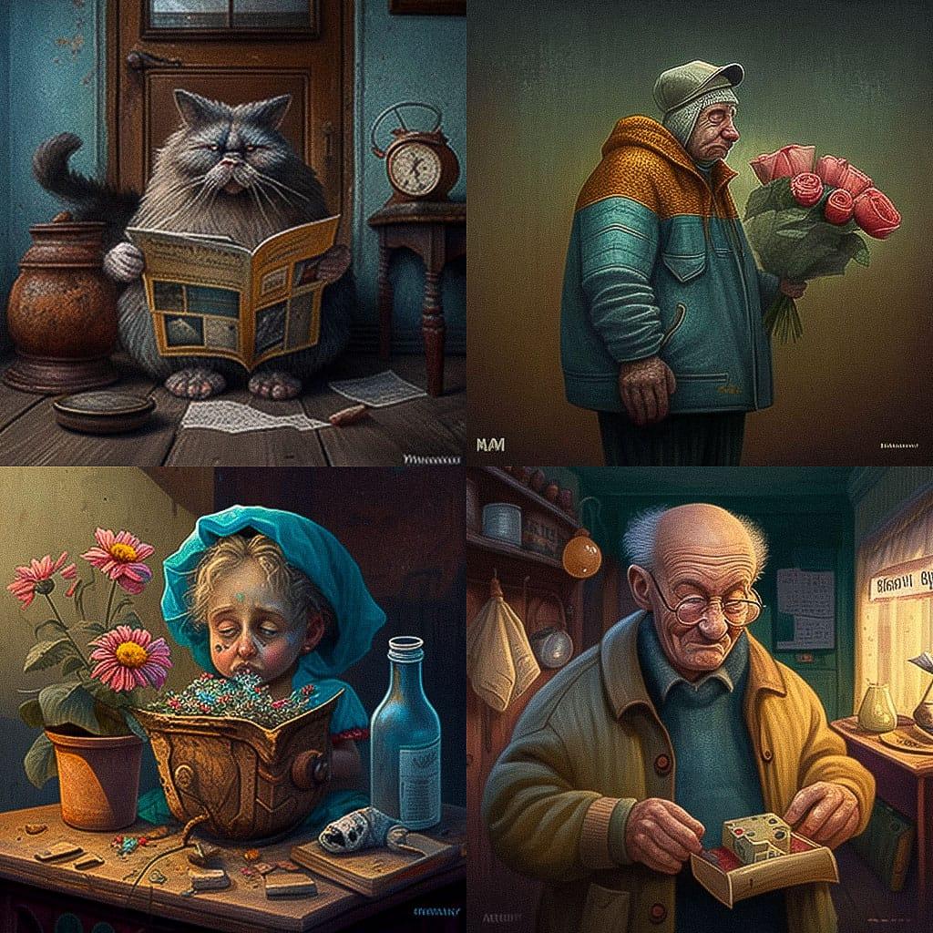 Marian Kamensky style, Midjourney V4, render 1 of 4
