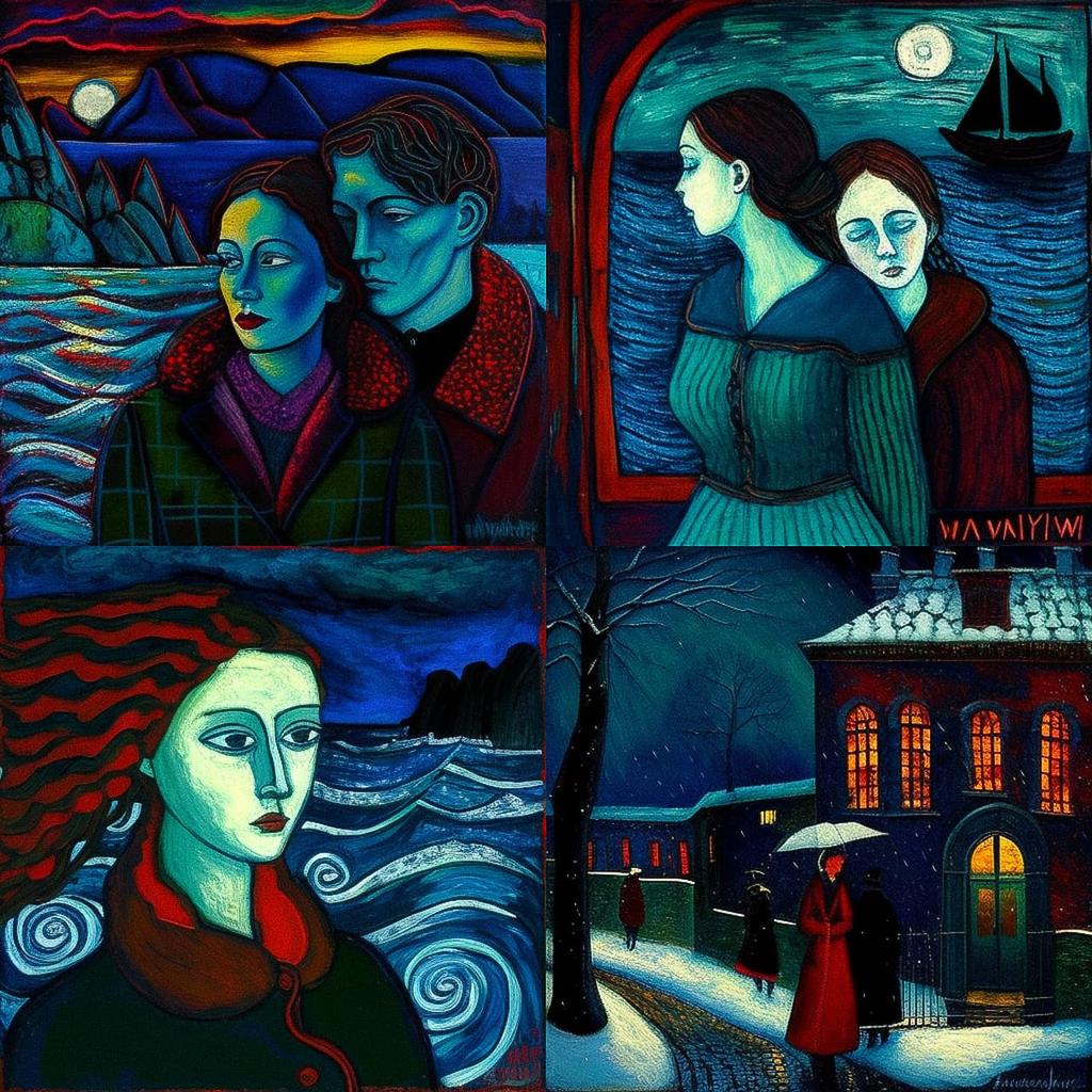 Marianne von Werefkin style, Midjourney V4, render 1 of 4