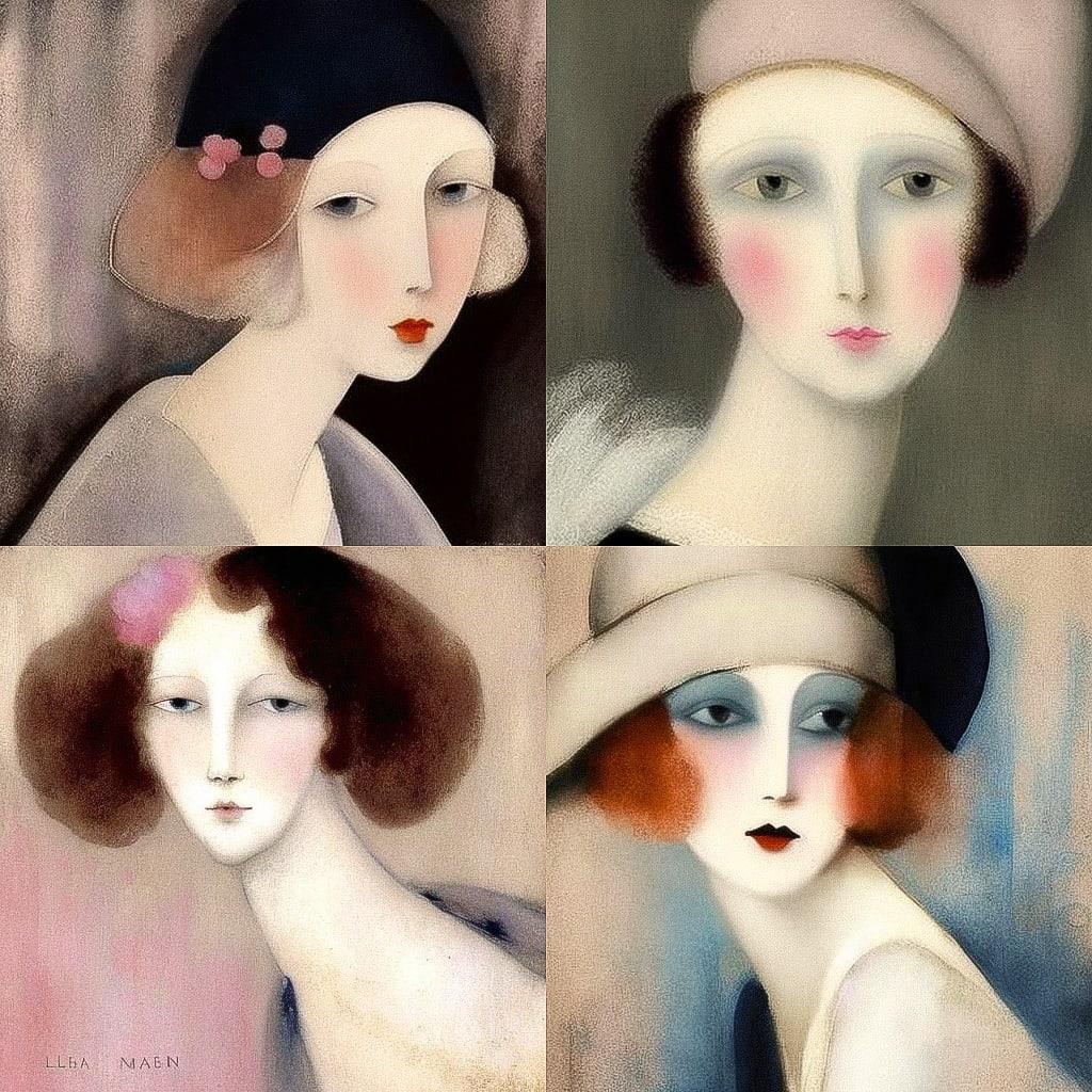 Marie Laurencin style, Midjourney V4, render 1 of 4