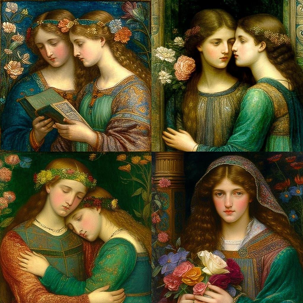Marie Spartali Stillman style, Midjourney V4, render 1 of 4