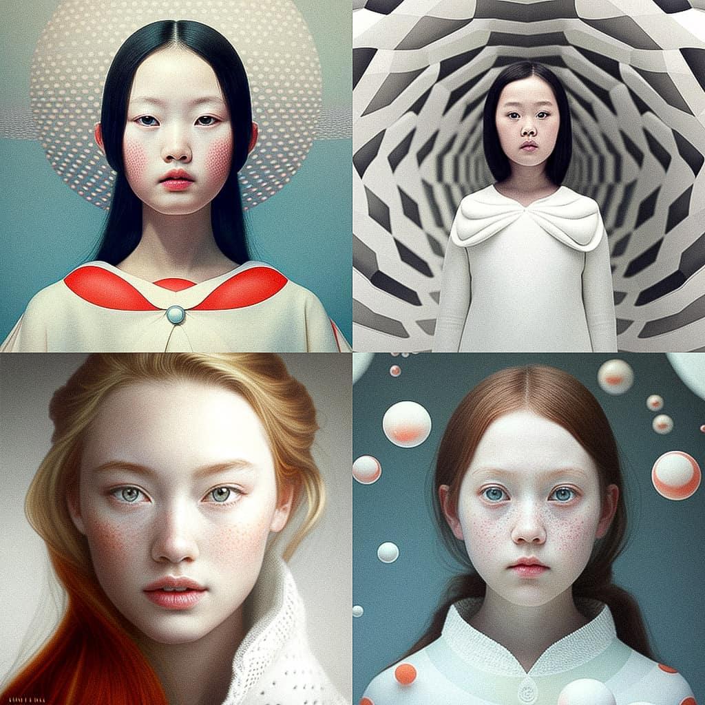 Mariko Mori style, Midjourney V4, render 1 of 4