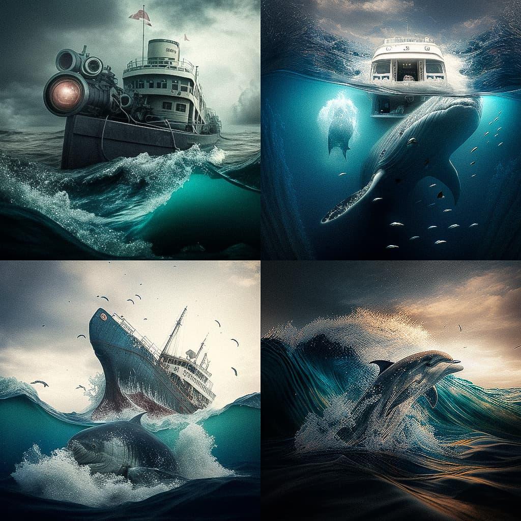 Marine photography style, Midjourney V4, render 1 of 4