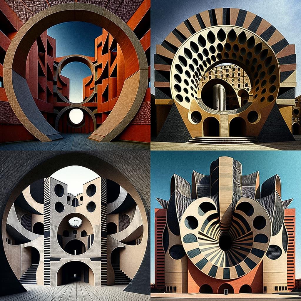 Mario Botta style, Midjourney V4, render 1 of 4