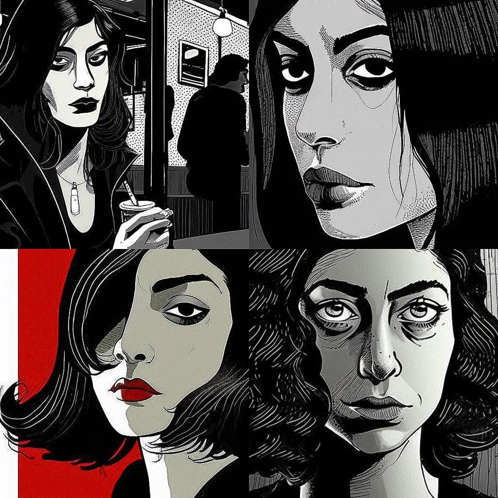 Marjane Satrapi style, Midjourney V4, render 1 of 4