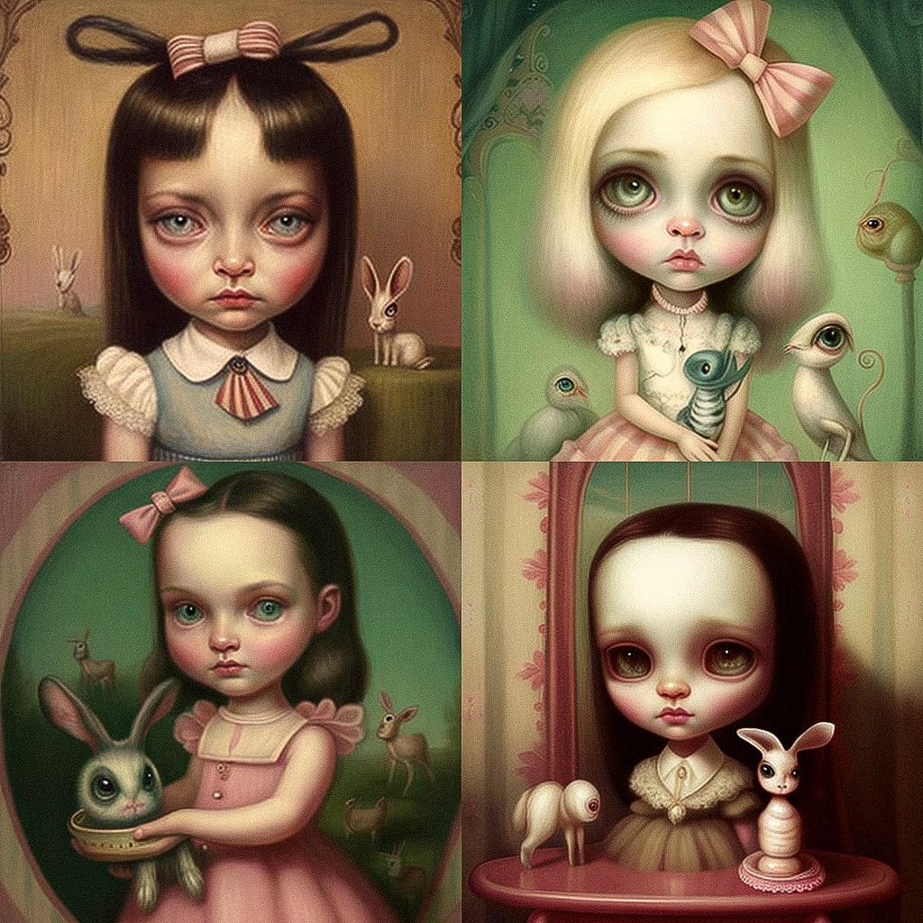 Mark Ryden style, Midjourney V4, render 1 of 4