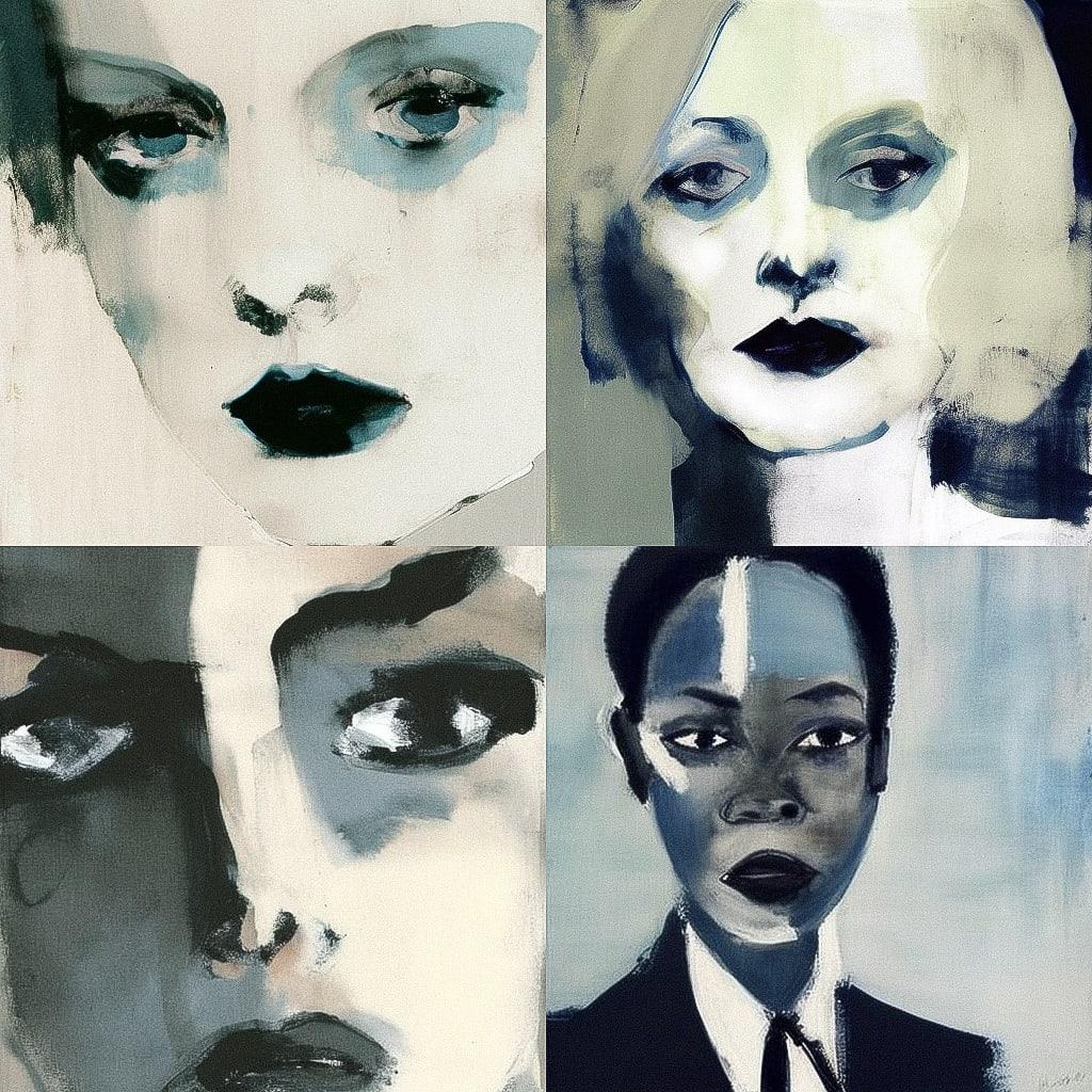 Marlene Dumas style, Midjourney V4, render 1 of 4