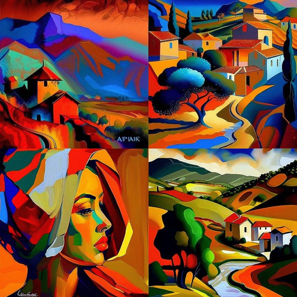 Martiros Saryan style, Midjourney V4, render 1 of 4