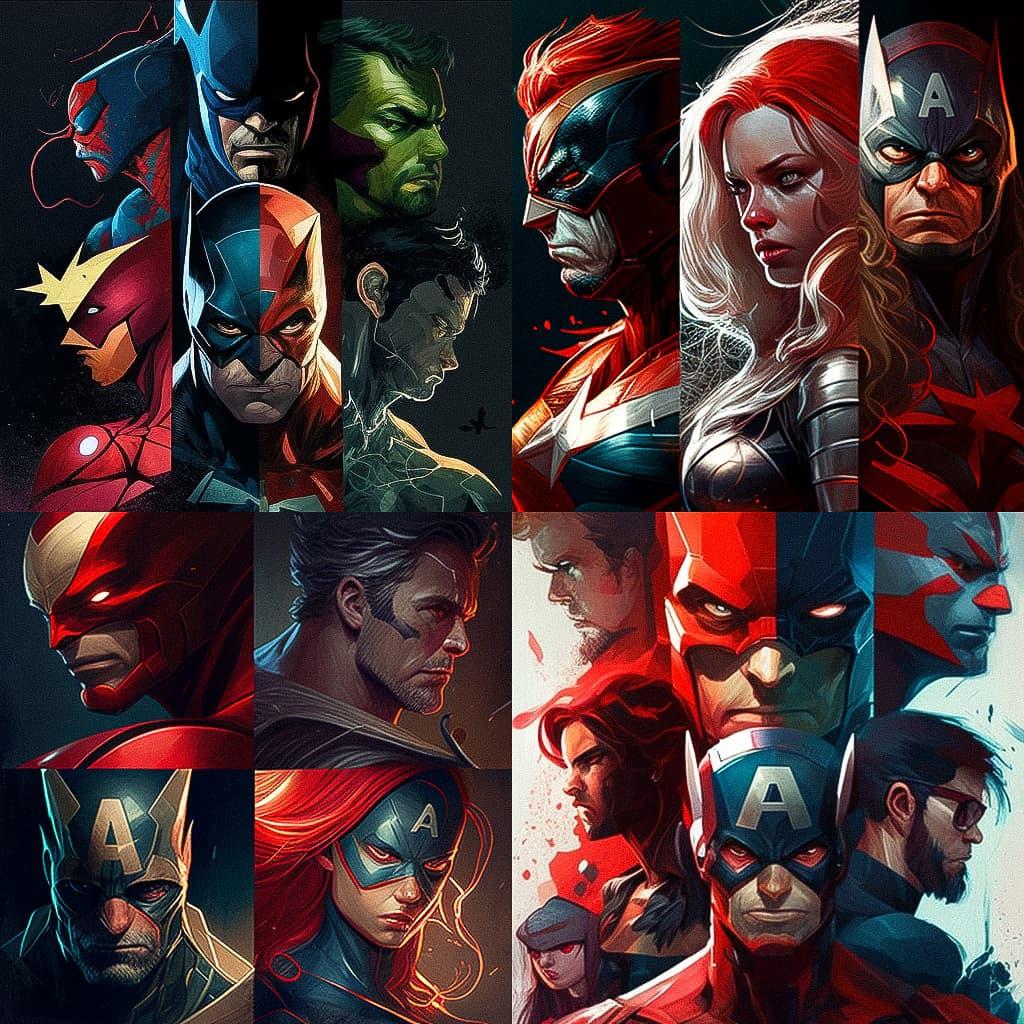 Marvel style, Midjourney V4, render 1 of 4
