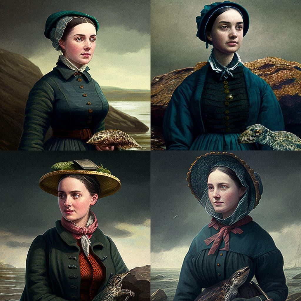 Mary Anning style, Midjourney V4, render 1 of 4