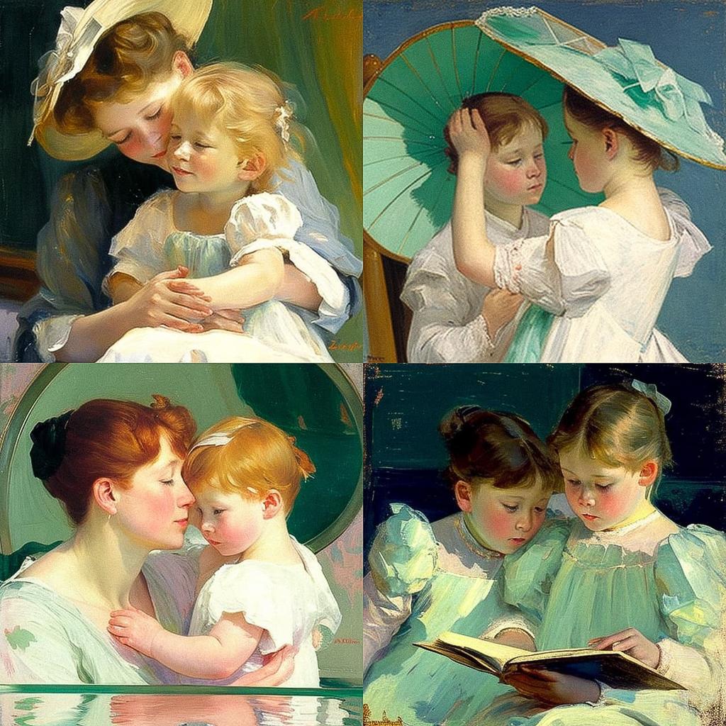 Mary Cassatt style, Midjourney V4, render 1 of 4