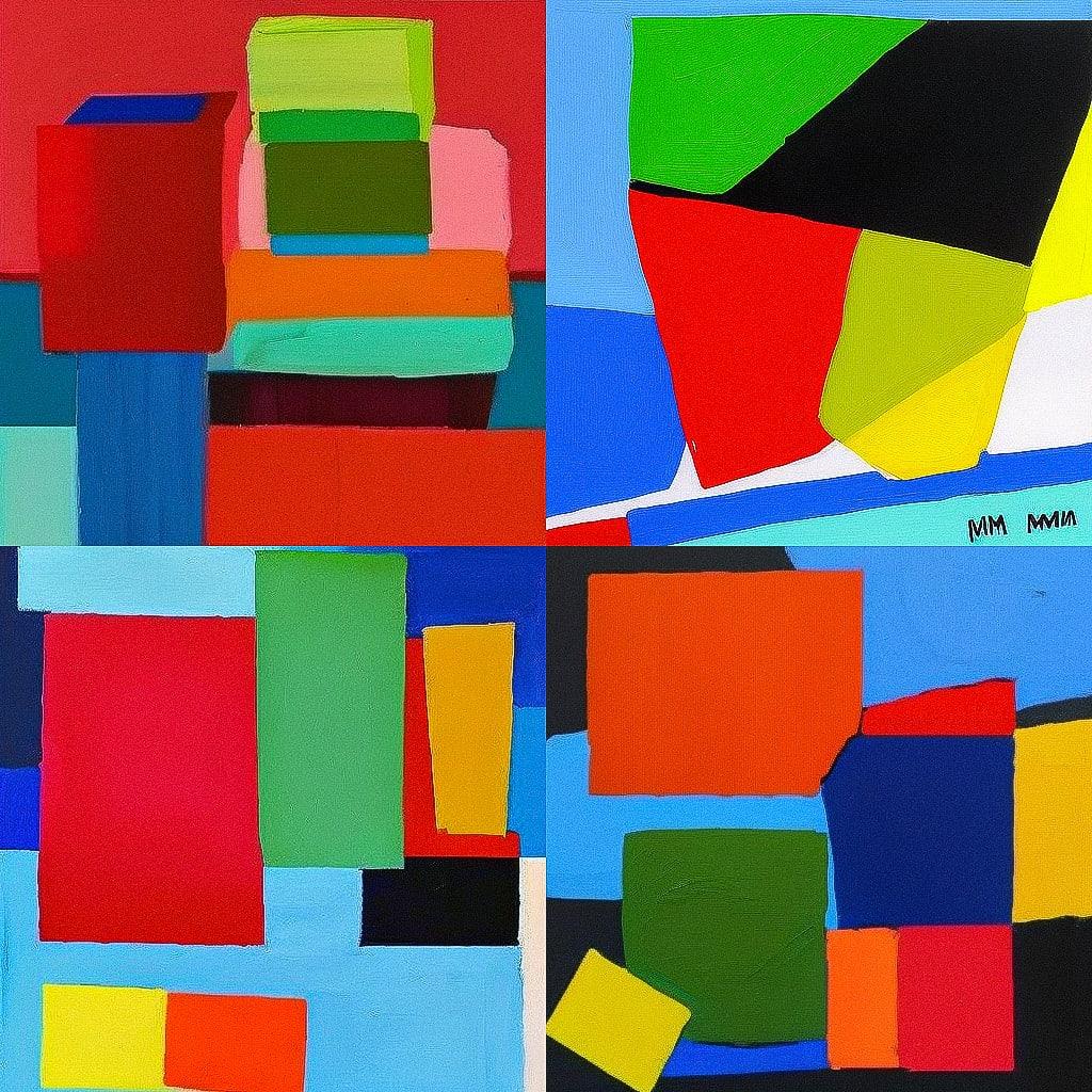 Mary Heilmann style, Midjourney V4, render 1 of 4