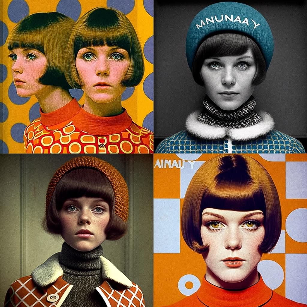 Mary Quant style, Midjourney V4, render 1 of 4