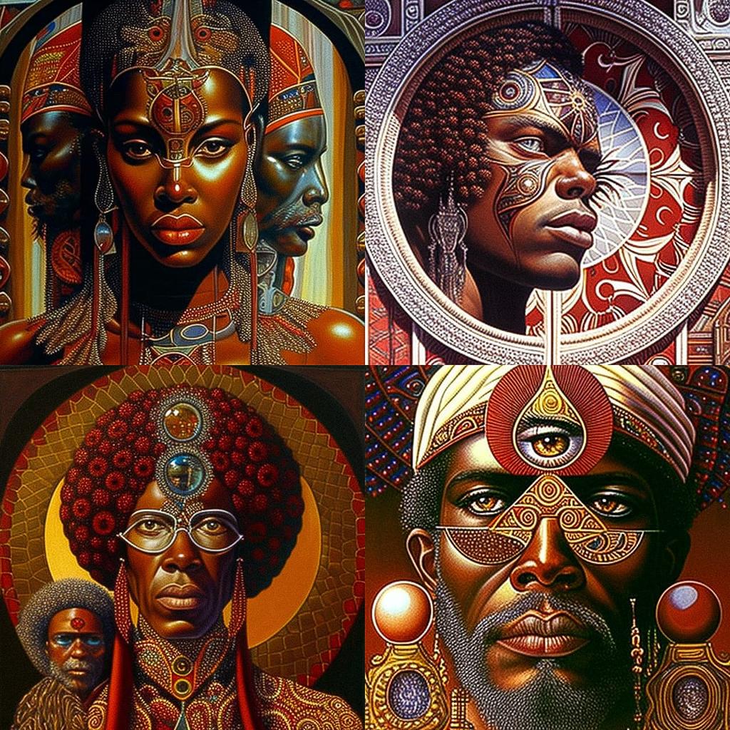 Mati Klarwein style, Midjourney V4, render 1 of 4