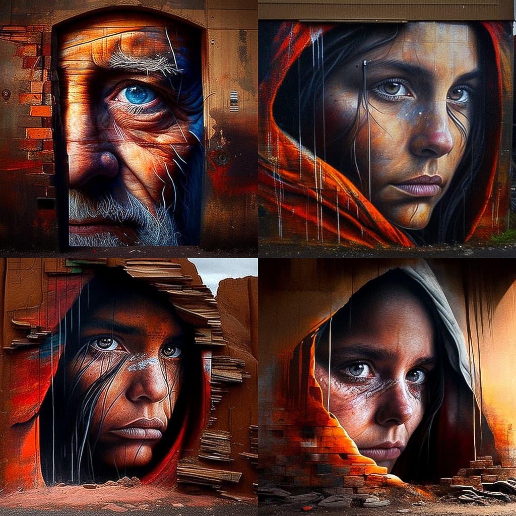 Matt Adnate style, Midjourney V4, render 1 of 4