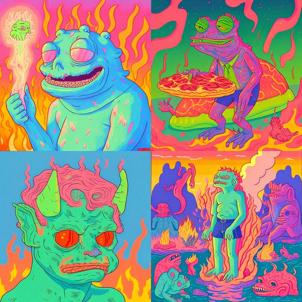 Matt Furie style, Midjourney V4, render 1 of 4