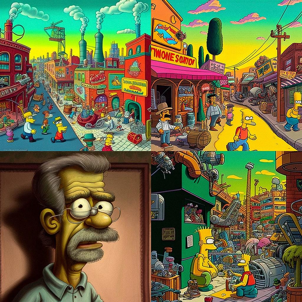 Matt Groening style, Midjourney V4, render 1 of 4