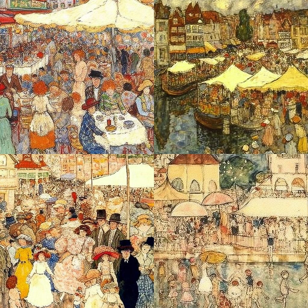 Maurice Prendergast style, Midjourney V4, render 1 of 4
