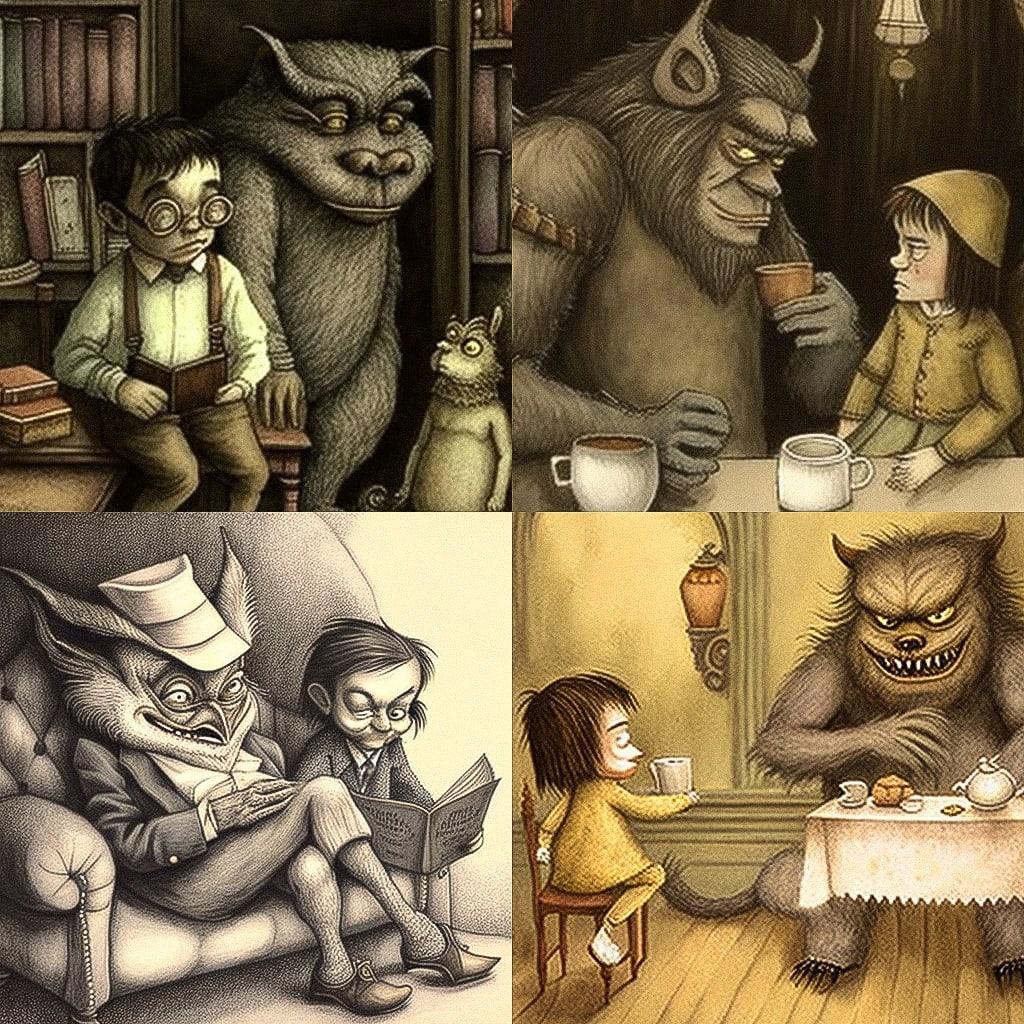 Maurice Sendak style, Midjourney V4, render 1 of 4