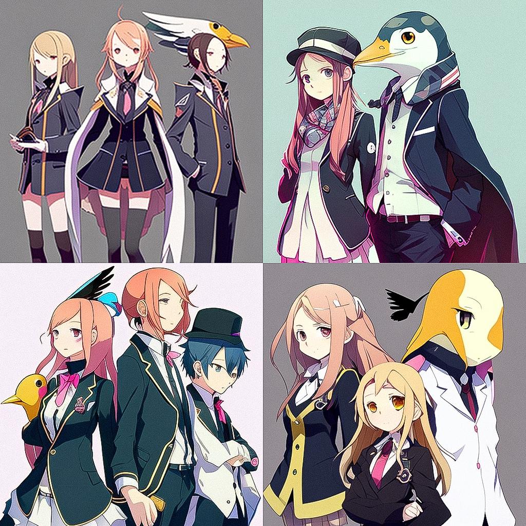 Mawaru Penguindrum style, Midjourney V4, render 1 of 4