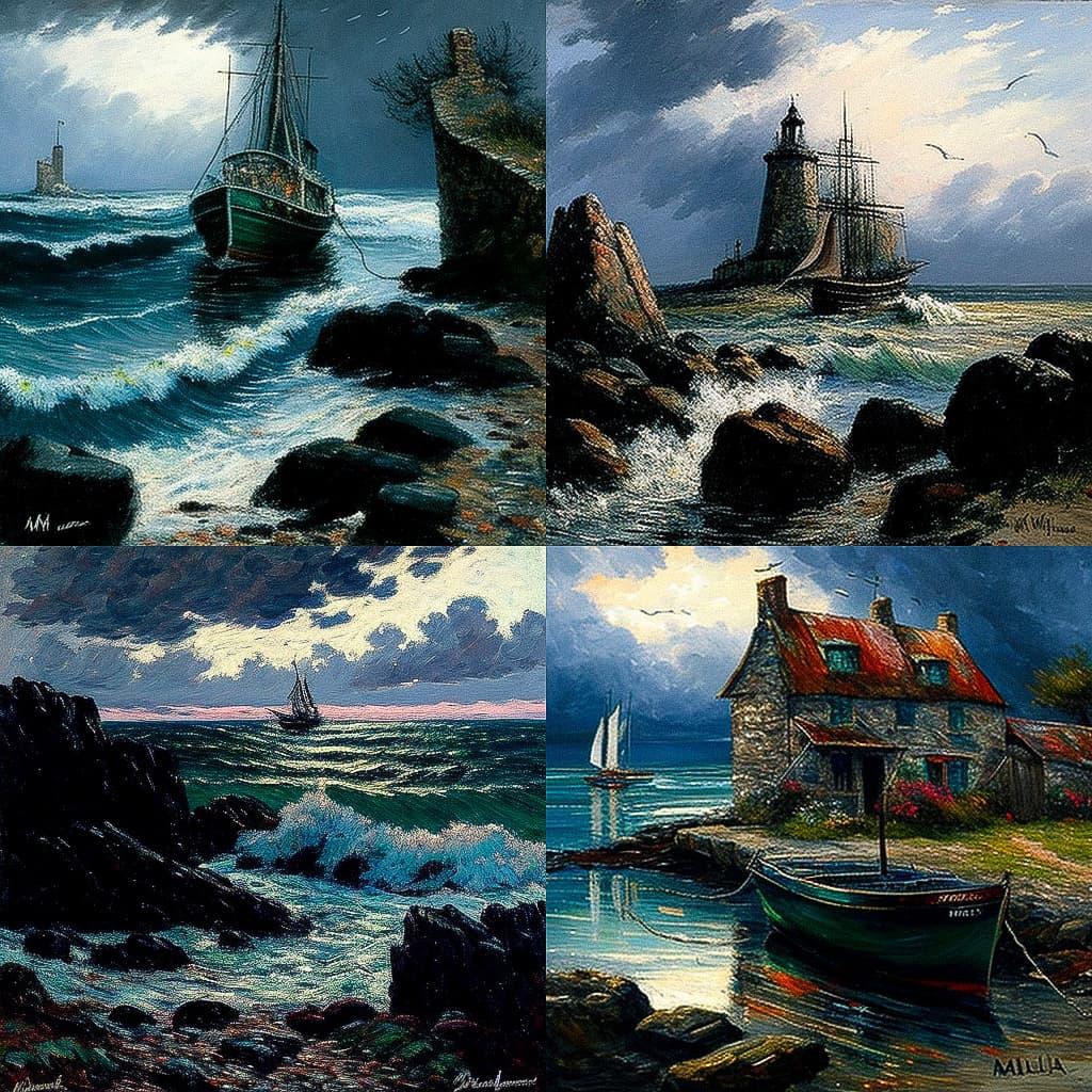 Maxime Maufra style, Midjourney V4, render 1 of 4