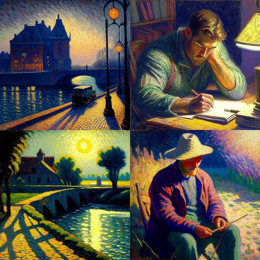 Maximilien Luce style, Midjourney V4, render 1 of 4