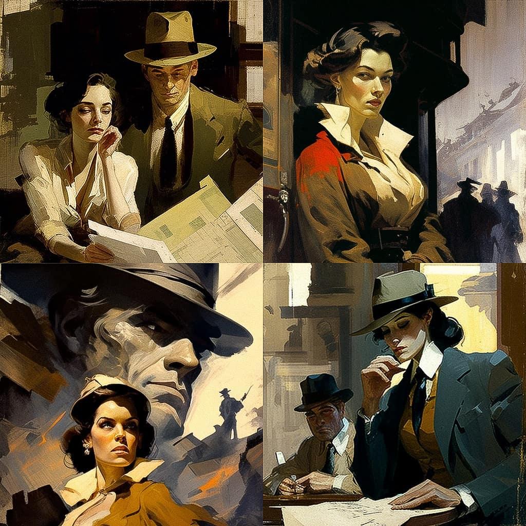 Mead Schaeffer style, Midjourney V4, render 1 of 4