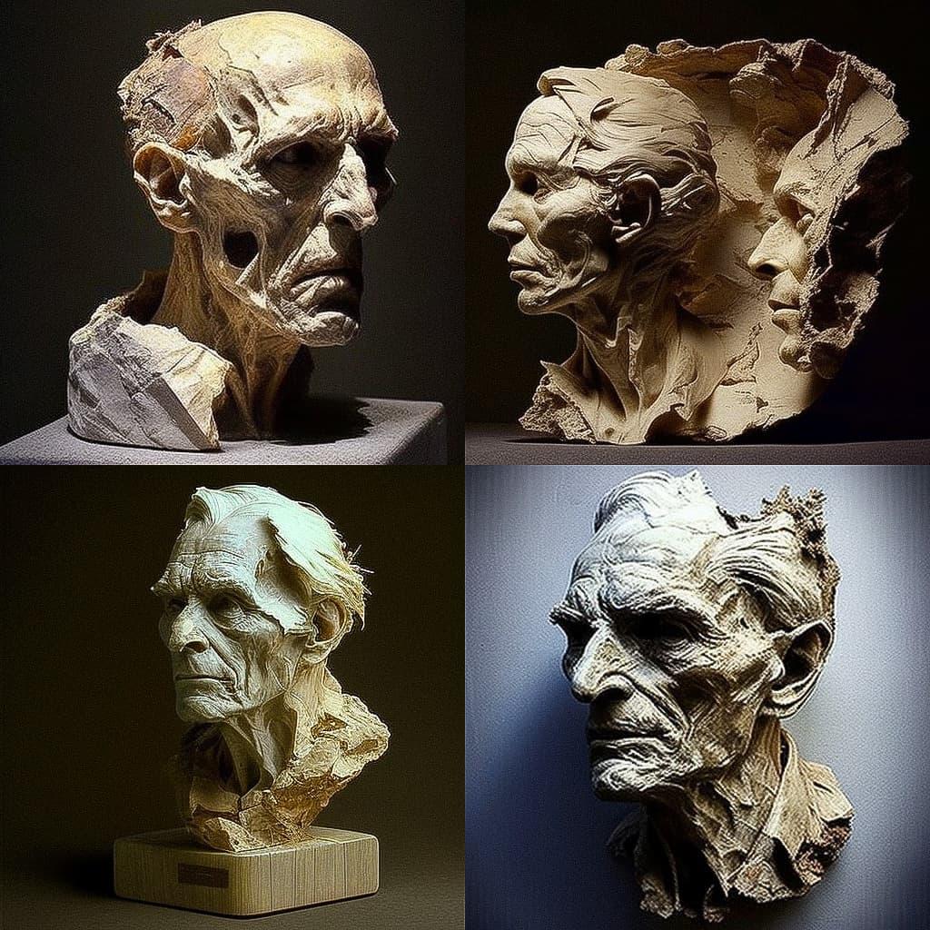 Medardo Rosso style, Midjourney V4, render 1 of 4